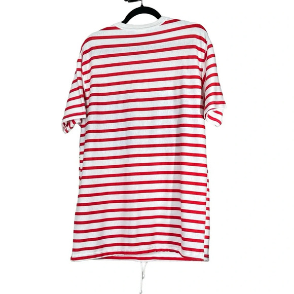 Huntington Ridge Striped Short Sleeve Red White Blue Nautical 90s Coastal Sailor - Picture 2 of 8